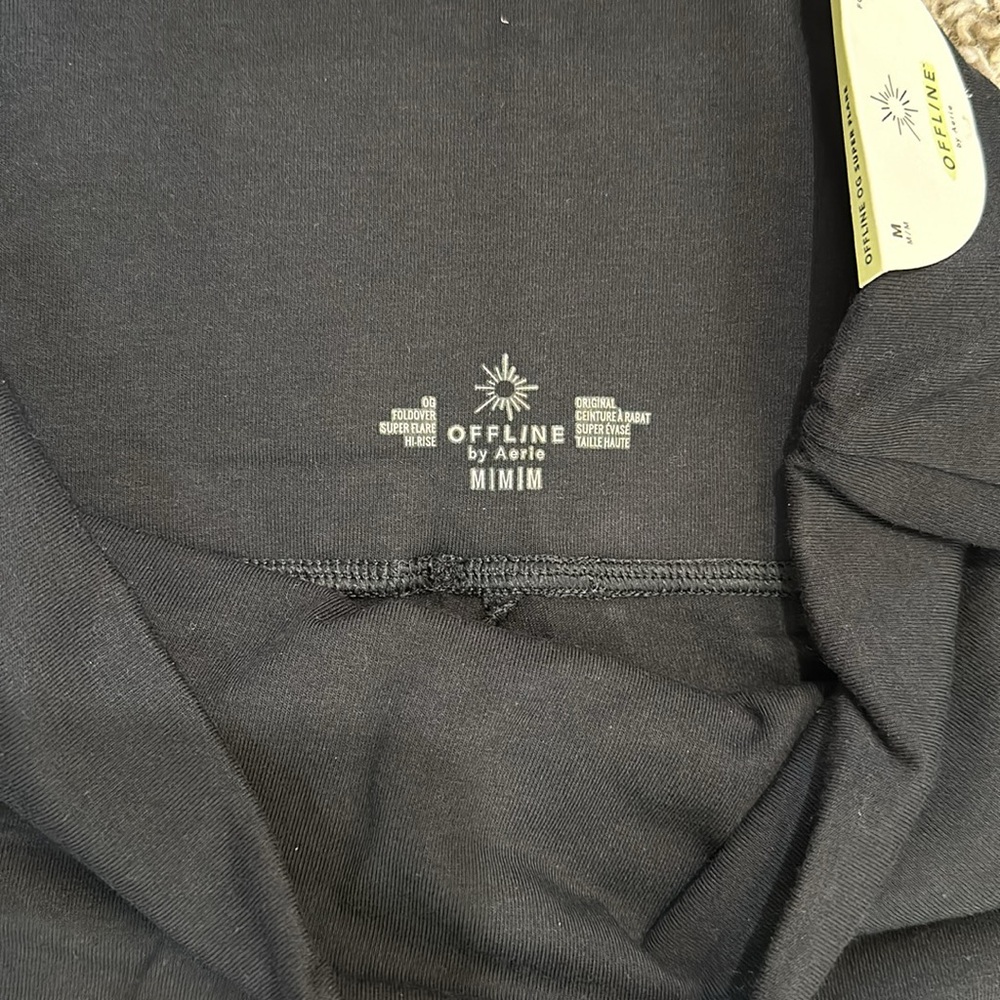 NWT OFFLINE By Aerie OG Black Foldover High Waisted Super Flare Legging (M) - Picture 9 of 10